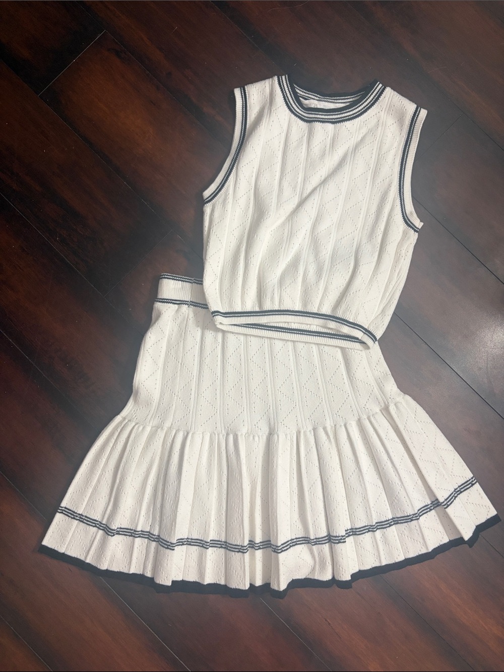 Women’s Cream Sweater Tennis Skirt Set